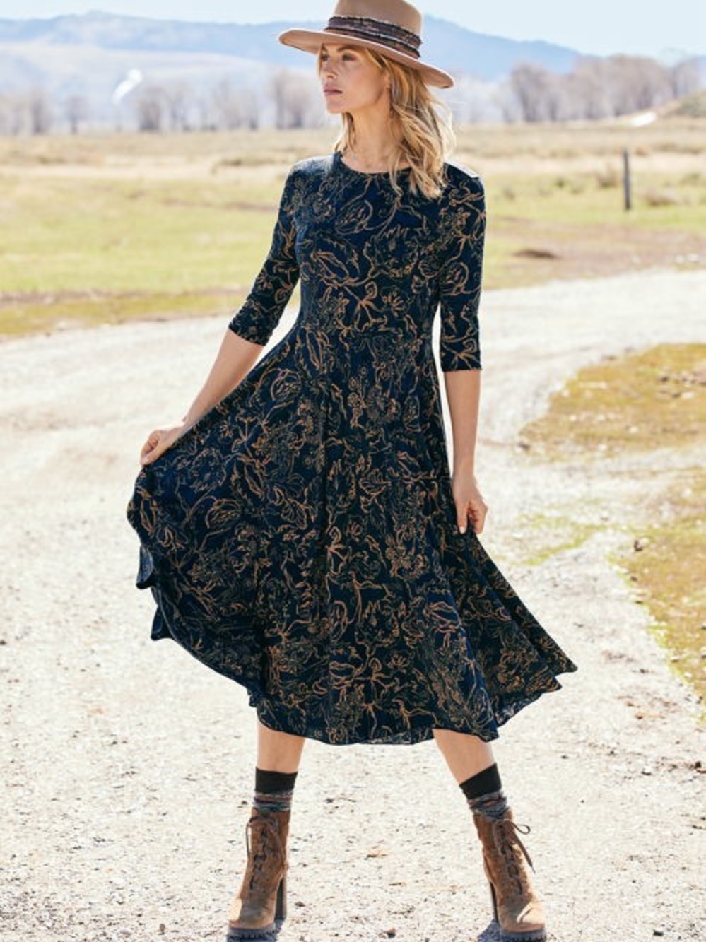 Peruvian Connection TRACED VINE DRESS Size M
